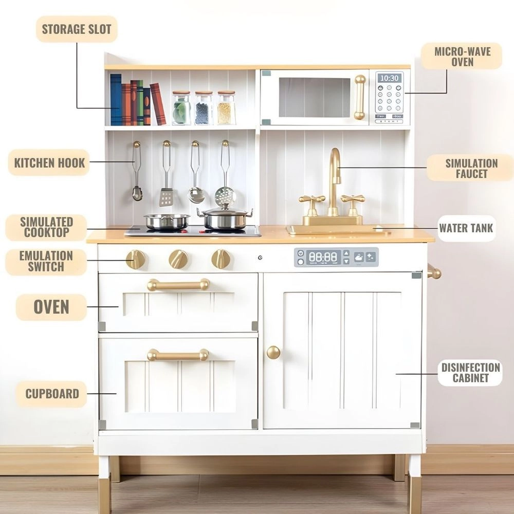 Kids Wooden Kitchen Pretend Playset (5551007-Ka426)