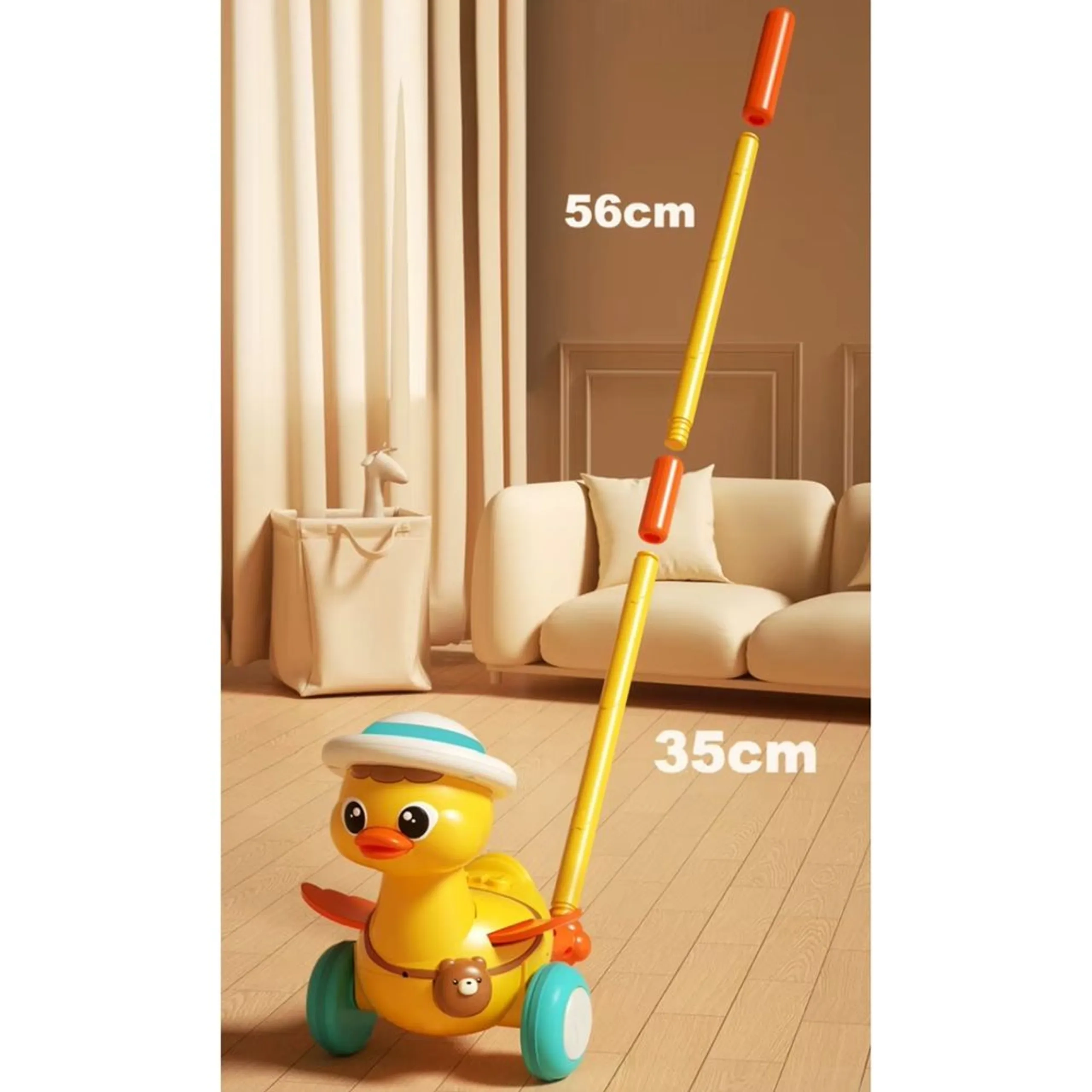 Duck Push Walking Toy - With Stick Yellow