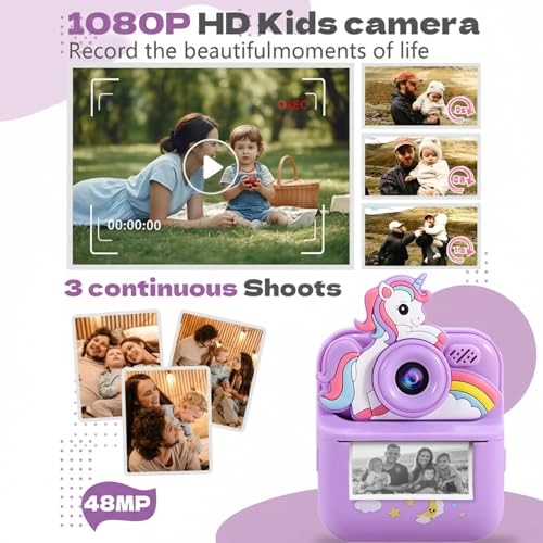 Instant Print Camera - 64G 48MP 1080P