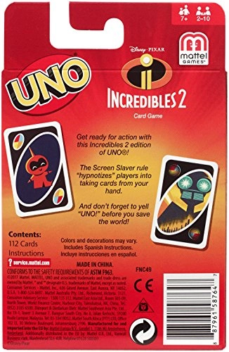 UNO Incredibles 2 - 112 cards 8 years and up English