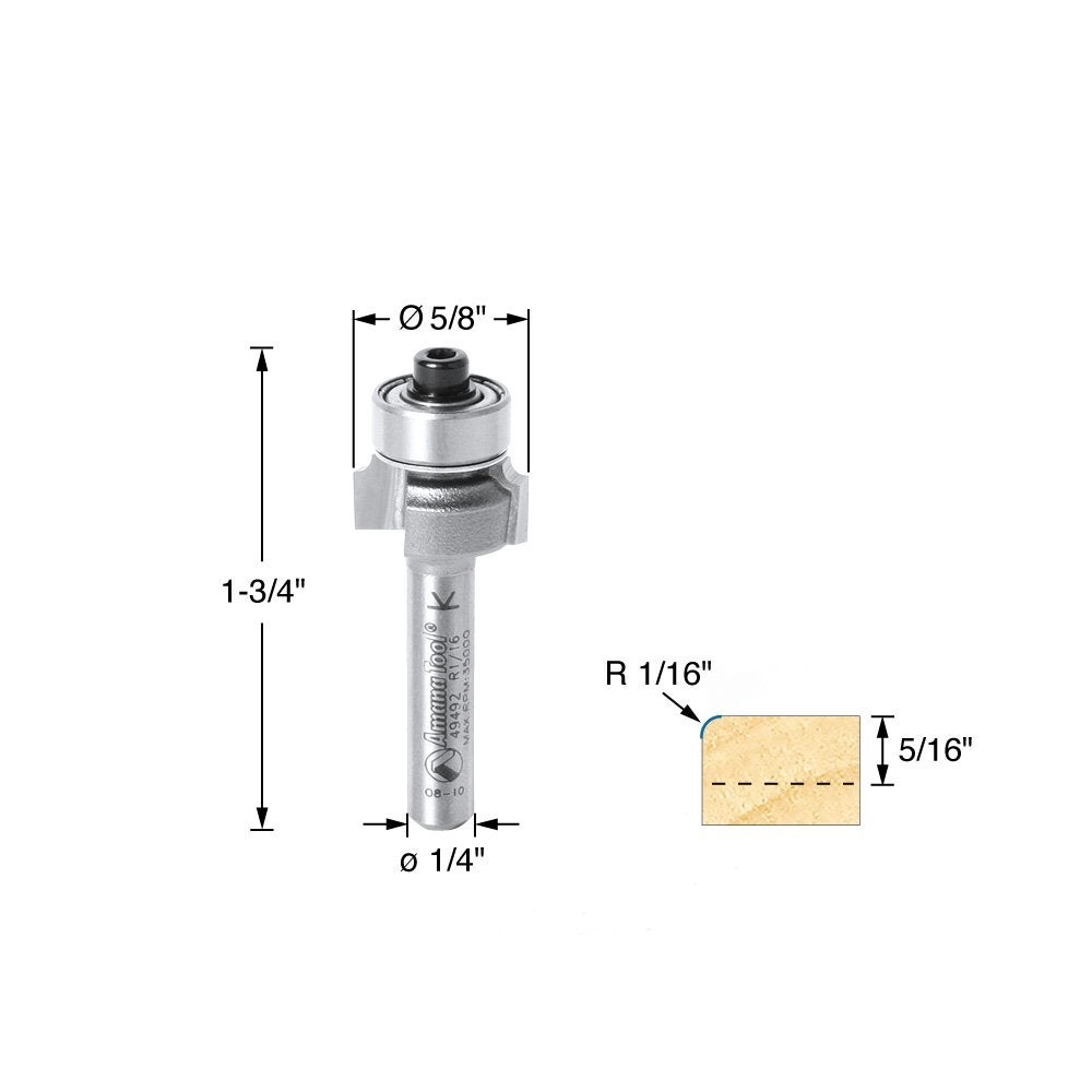 Carbide Tipped Corner Round - 5/8 1/4