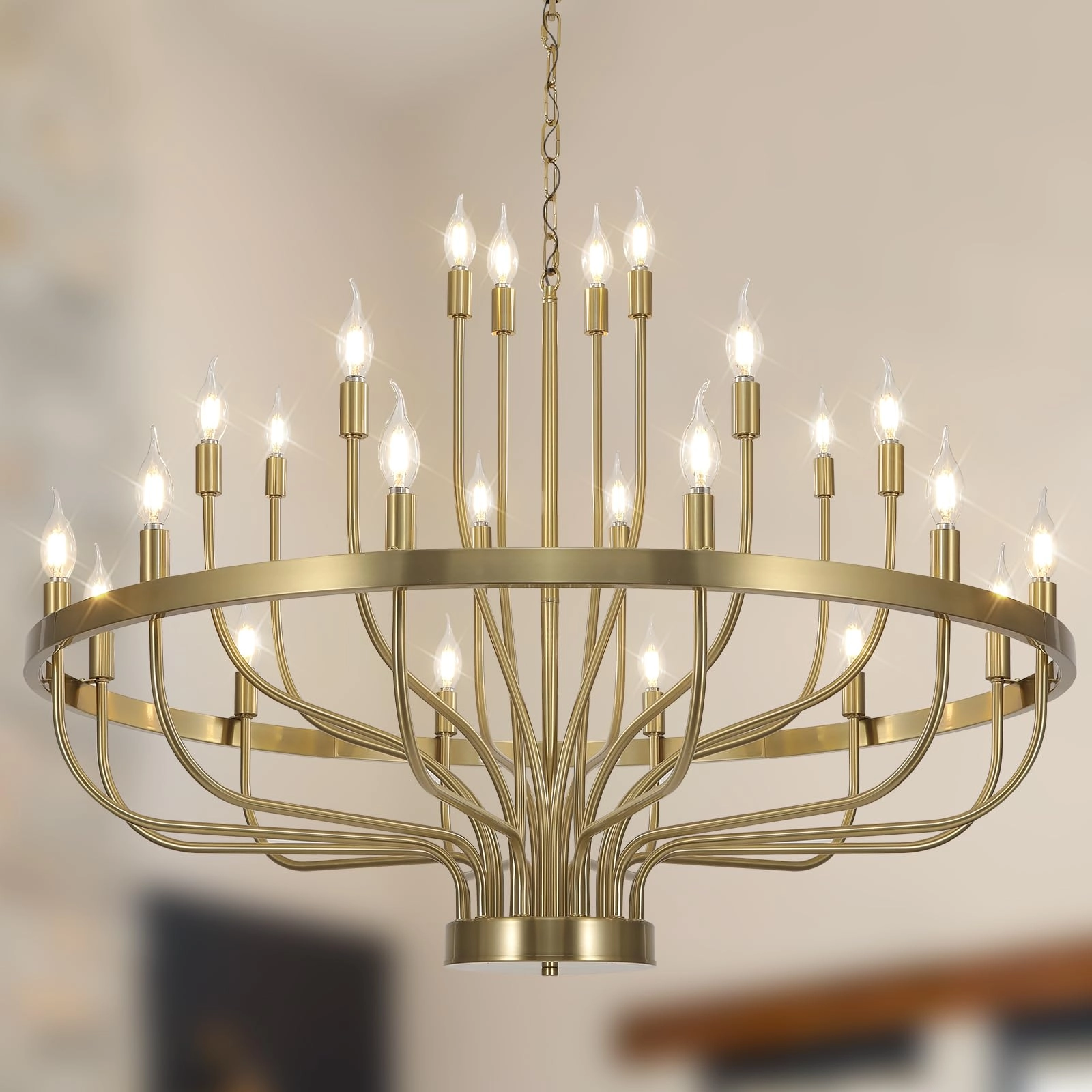 Shandaglo Wagon Wheel Chandelier - 24 Lights 39 in 3 Layers