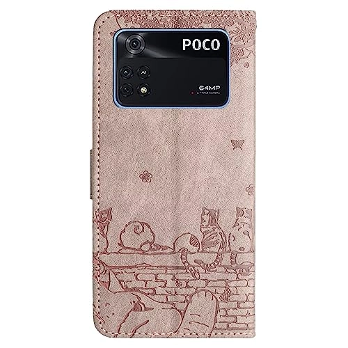 Cat Wallet Case - PU Leather Flip Cover for Xiaomi POCO M4 Pro 4G