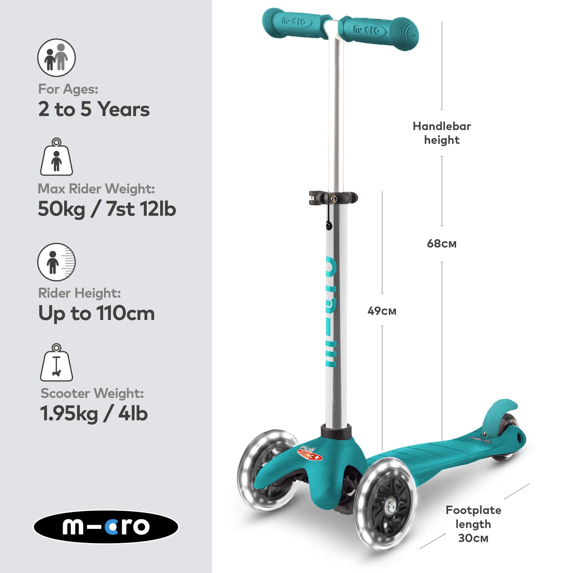 Mini Plus 3-Wheel Kick Scooter – 120/85 mm LED