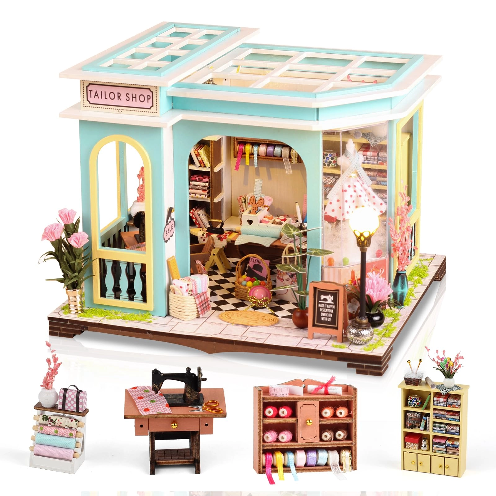 FLYNOVA Tailor Shop Dollhouse