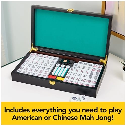 Legacy Deluxe Mahjong - Two-Tone Tiles Lined Wood Case