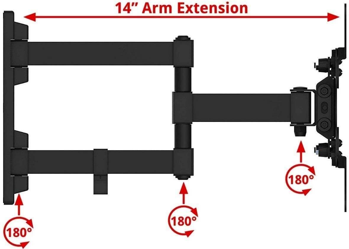 Head Full Motion Premium TV Wall Mount Bracket & Dual Articulating Arms - 25kg 14 to 43 Inch