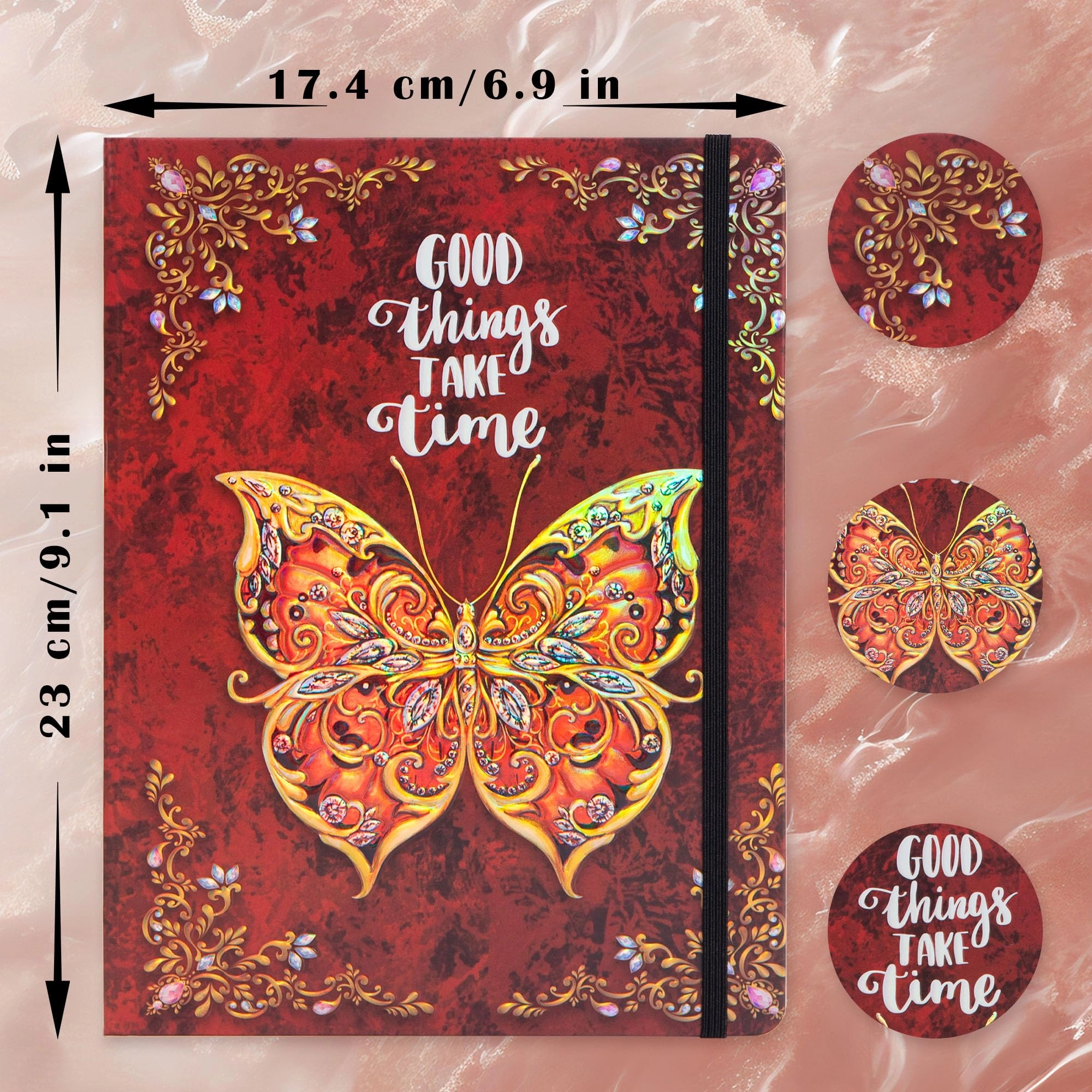 3D Butterfly Embossed Writing Journal B5 Hardcover - Lined 192 Pages