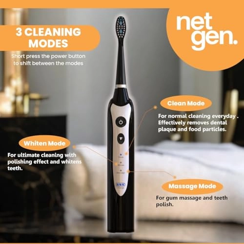 Sonic Toothbrush - 3 Brushing Modes 5 Replacement Heads Inductive Charging