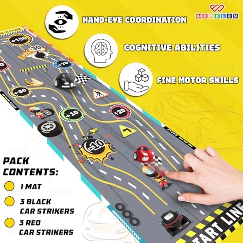 Striker Board Game - Finger Flick Play Mat 6 Car Striker