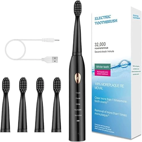Sonic Electric Toothbrush - 4 Brush Heads 5 Cleaning Modes IPX7