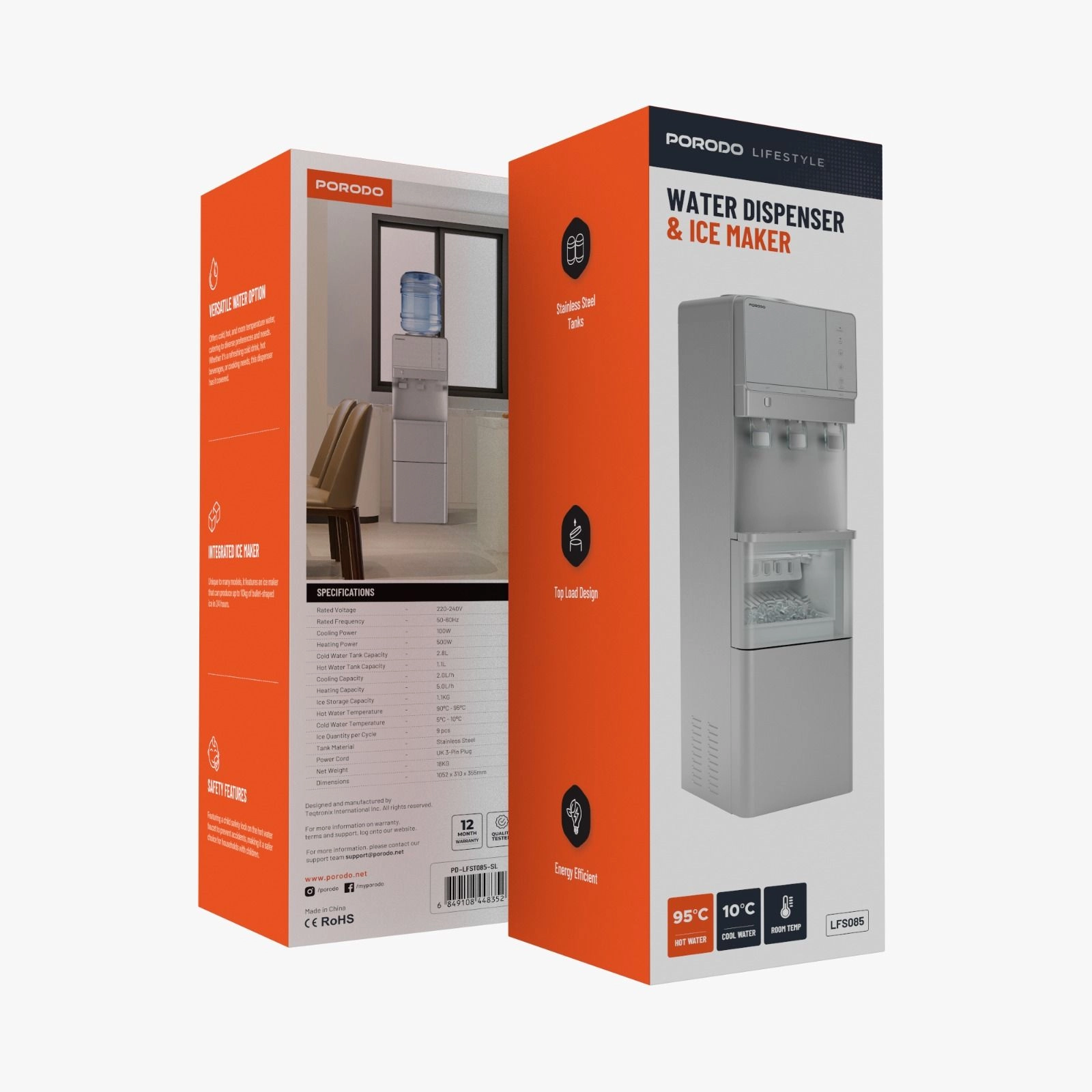 Lifestyle Water Dispenser - Integrated Ice Maker Hot & Cold Stainless Steel