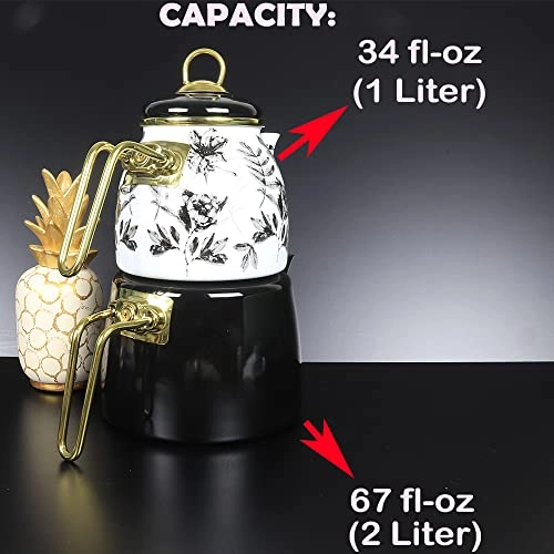 Vintage Turkish Teapot - Enamel 33.8 Fluid Ounces Set