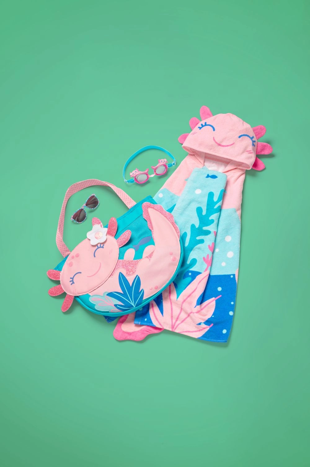 Beach Tote with Sand Toy Play Set - Axolotl 5 Toys