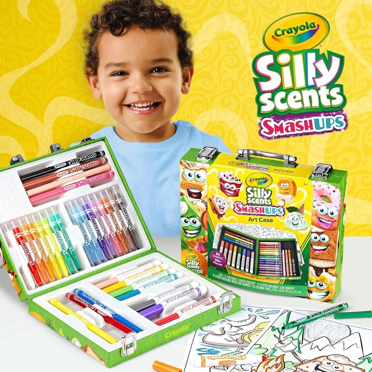 Mini Inspiration Art Case - 8 silly scents broad line markers 8 silly scents slim markers 16 silly scents twistable crayons 20 silly scents coloring pages