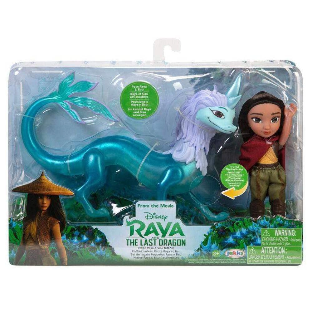 Disney Raya Doll - 6Inch Petite + Sisu Dragon Figure - ColorChanging Lights