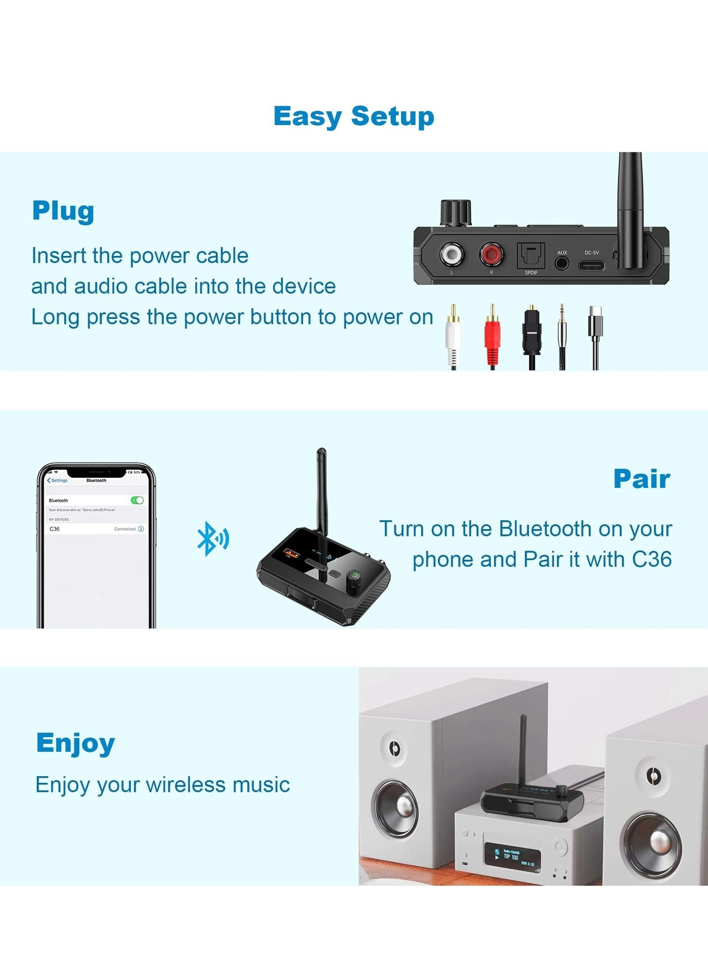 Bluetooth 5.1 Receiver for Home Stereo 5.1