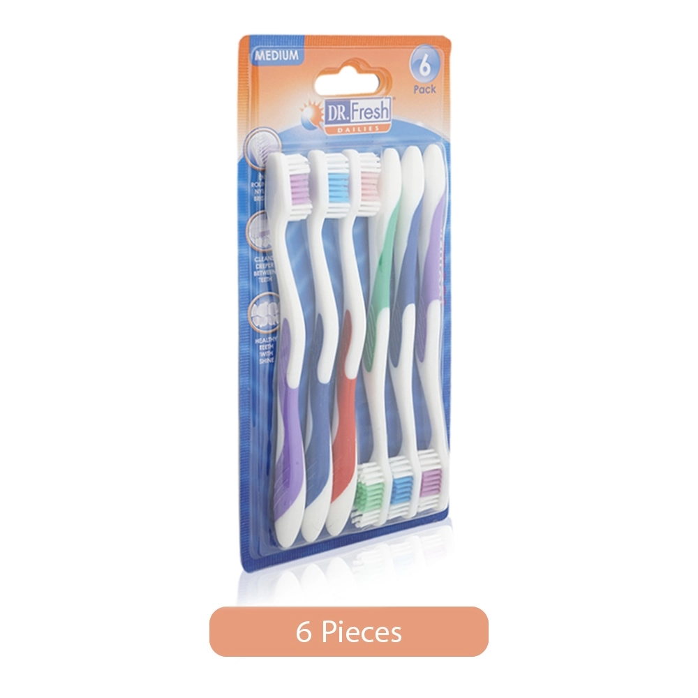 DR.FRESH Toothbrush Set - Medium 6-Piece Pack