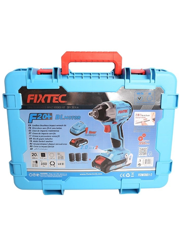 Cordless Brushless Impact Wrench - 350Nm 1/2”+1/4” Internal Hexagan