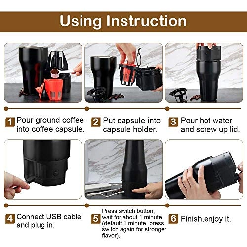Electric Coffee Machine - USB Portable Capsules Ground