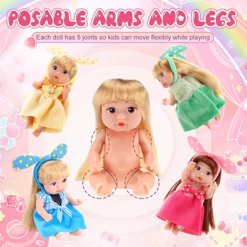 Mini Baby Doll - 4 Pcs 4 Inch Princess Style Ages 3+