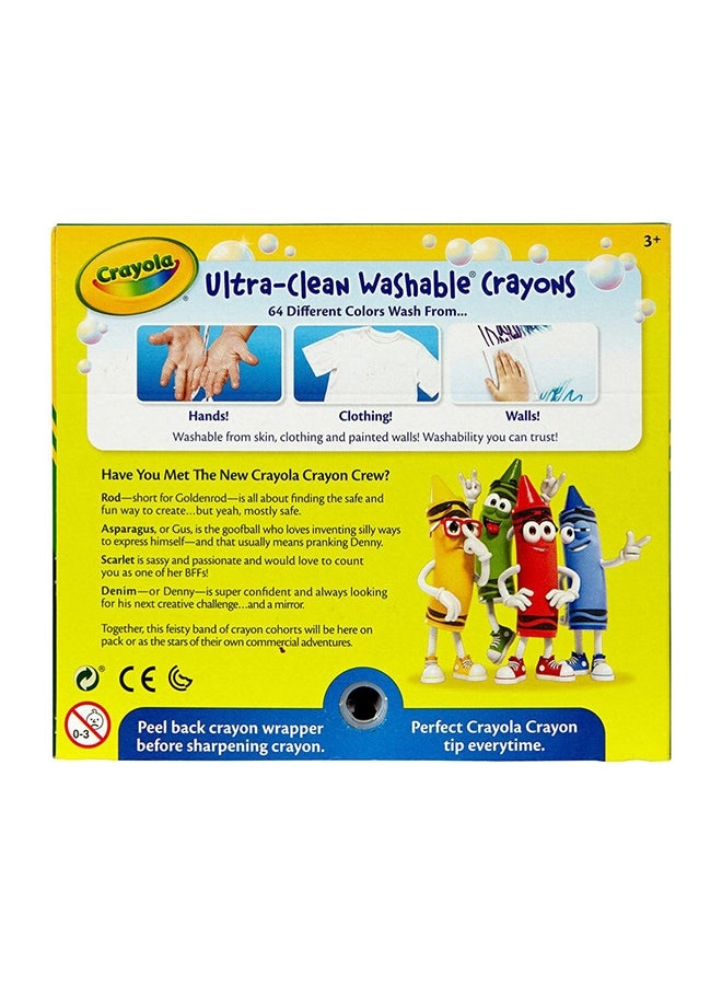 Ultra-Clean Washable Crayons - 64 Pcs