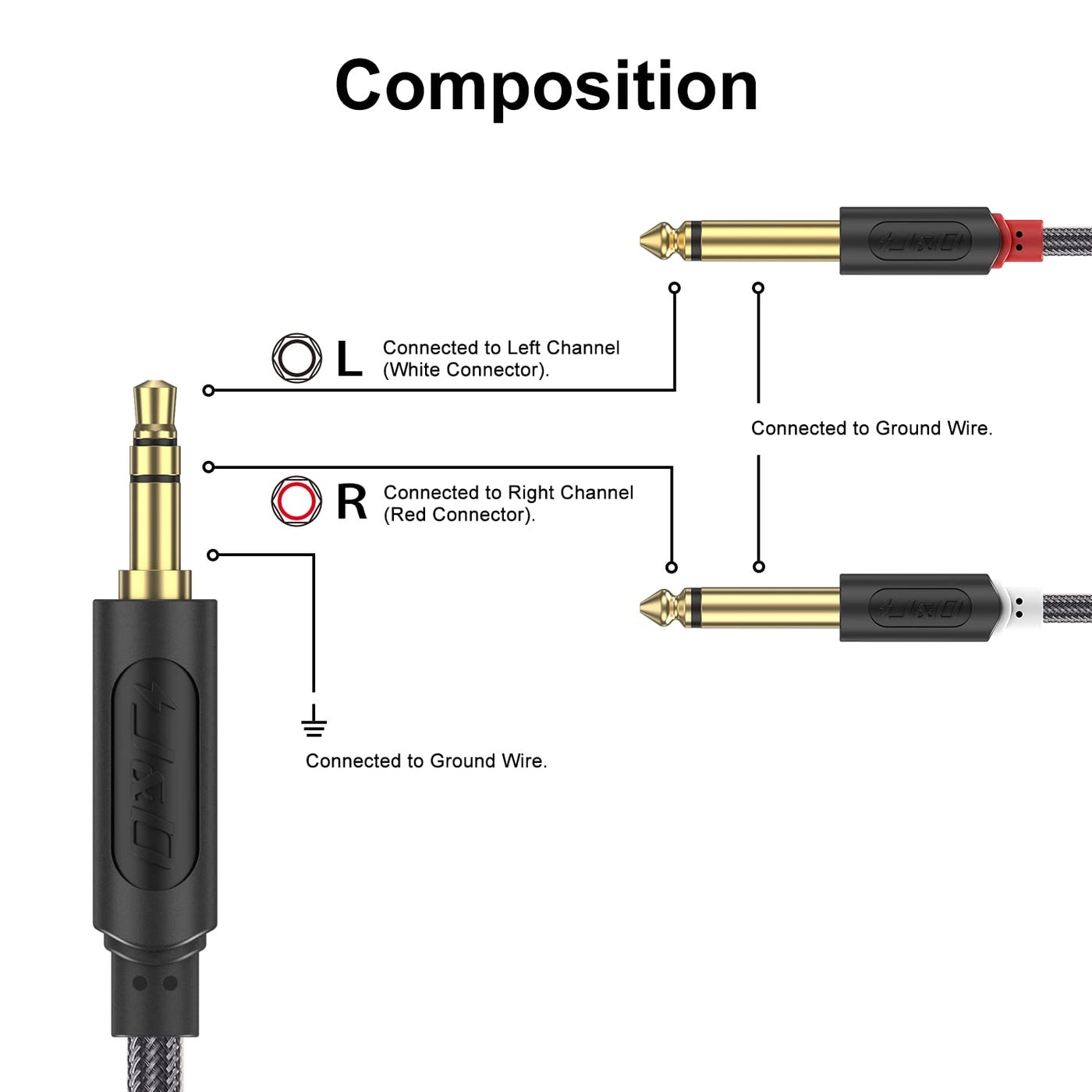 3.5mm TRS to Dual 6.35mm TS Breakout Cable - 6 Feet