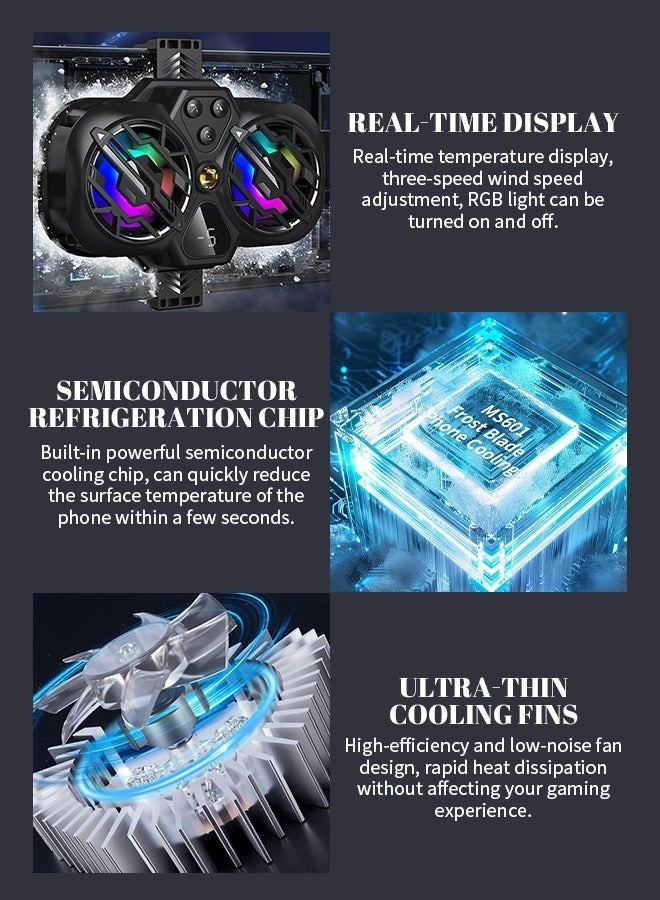 Phone Cooling Fan - RGB Temperature Display