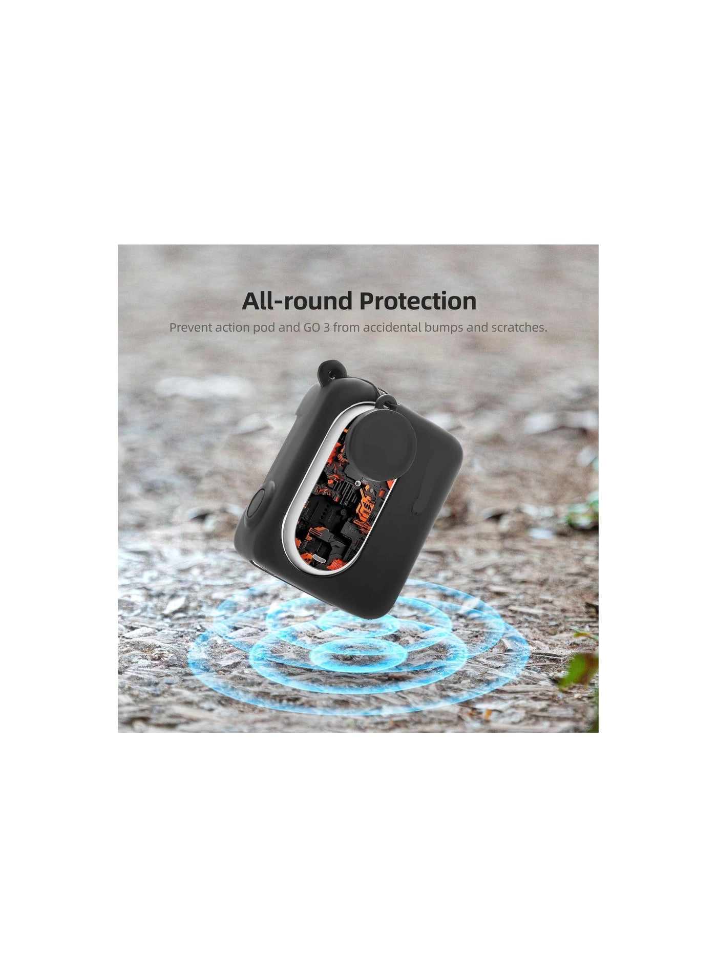 Silicone case + Lens cap + Lanyard + Sticker