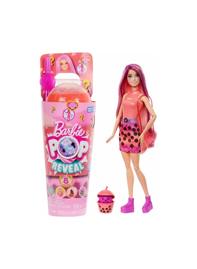Barbie Pop Reveal Bubble Tea - Blonde with Dark Pink Highlights 8 Surprises Ages 3+