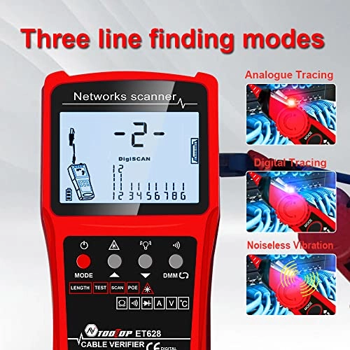 Handheld Portable 2in1 Network Cable Tester - LCD Display POE Test