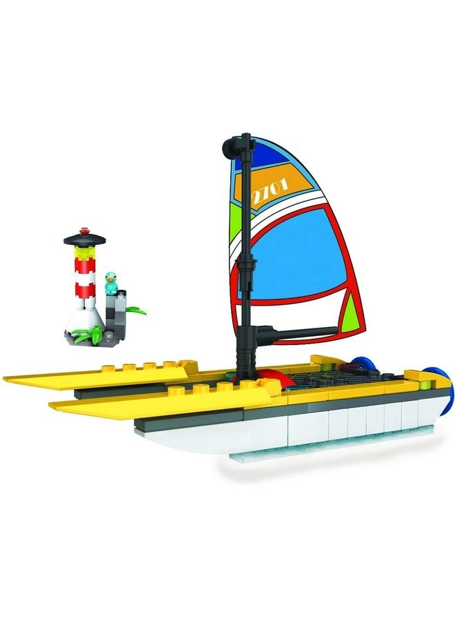 Brick Loot Catamaran Sailboat + Lighthouse - Vehicle