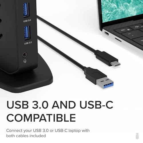 USB 3.0 Universal Laptop Docking Station - UD-3900 Dual HDMI Gigabit Ethernet 6 USB Ports