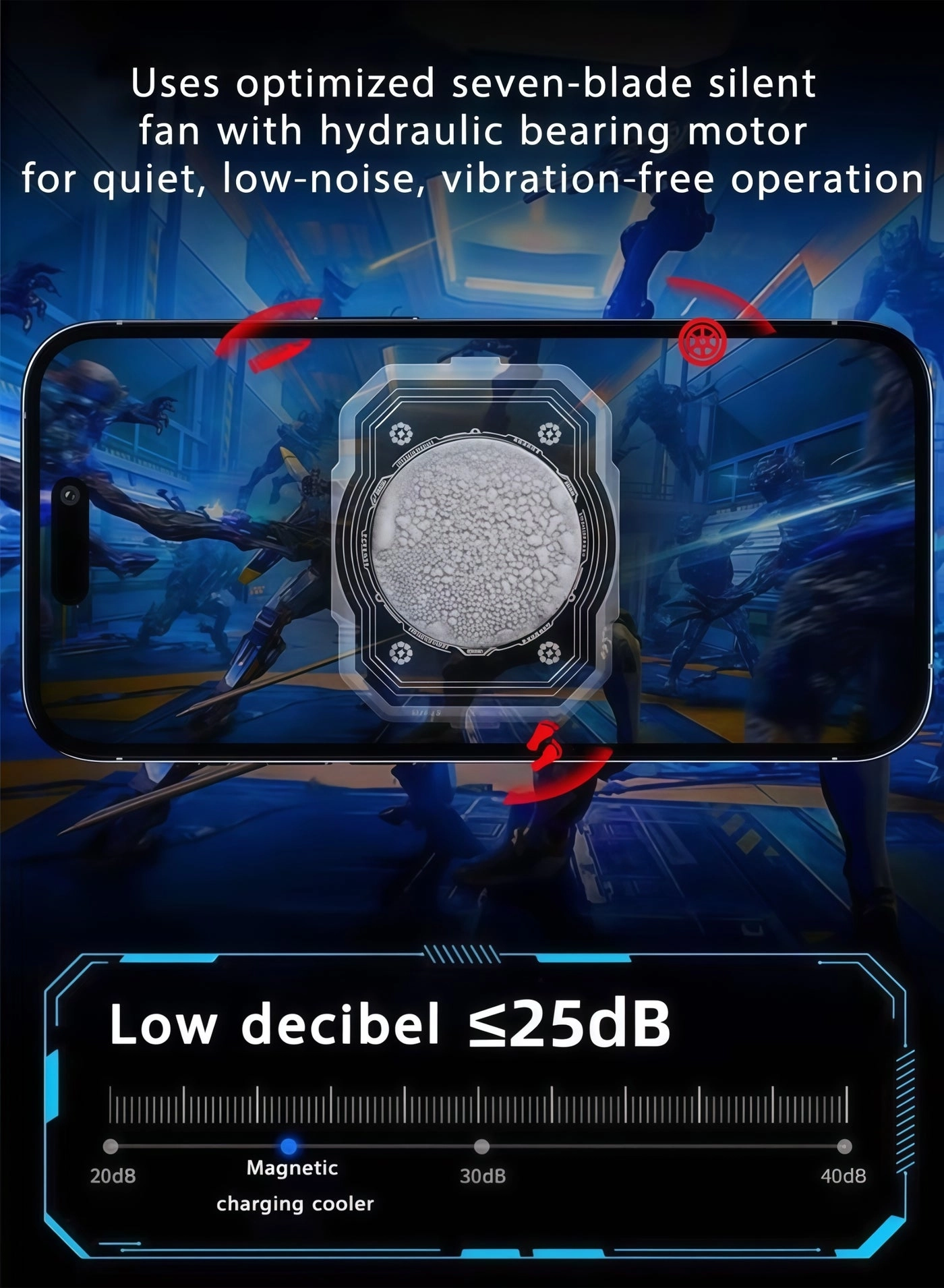 Magnetic Semiconductor Phone Cooler - RGB Lights 3000mAh Battery iPhone & Android Compatible