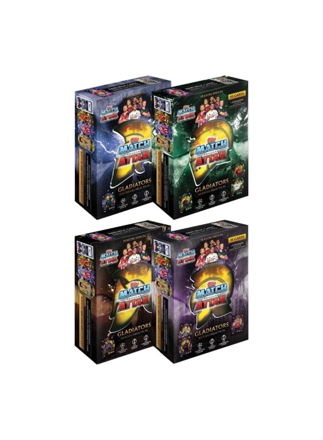 Topps Match Attax 2025/26 Mega Tin Centurions + Match Attax 2025/26 Mega Tin Warriors + Match Attax 2025/26 Mega Tin Spartans + Match Attax 2025/26 Mega Tin Battlers