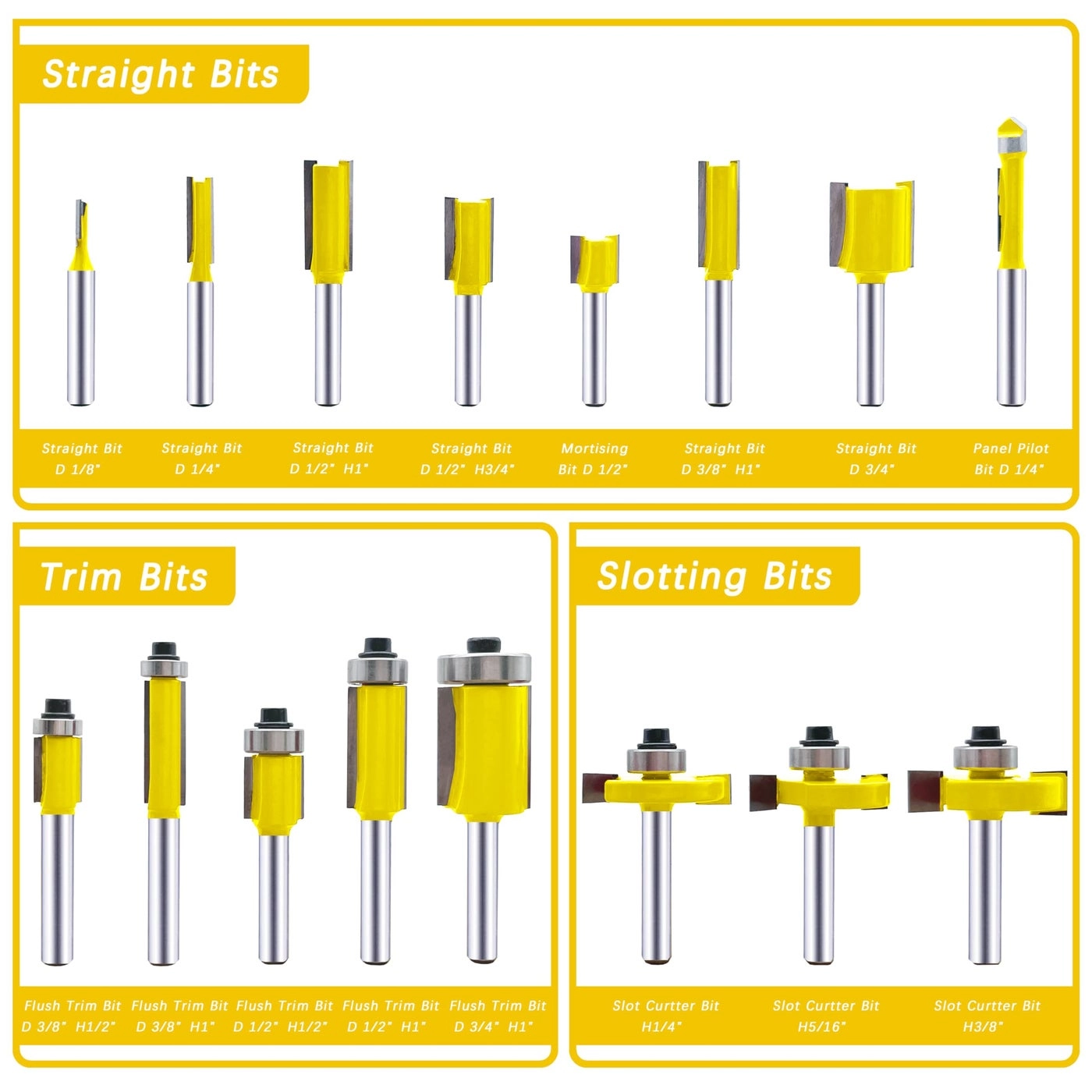 Carbide Tipped Router Bit Set - 1/4" Shank 35 PCS