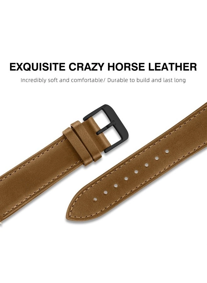 20mm Brown Leather Watch Band for Samsung galaxy watch 4/5