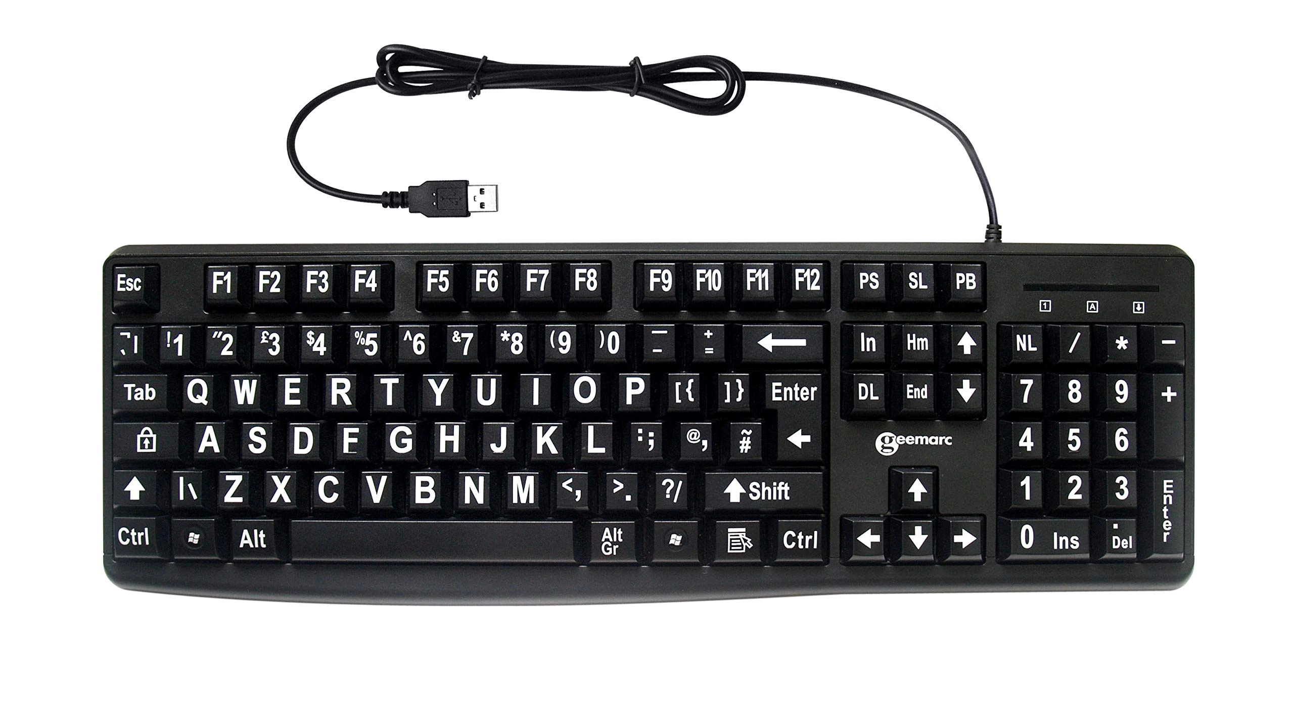 Geemarc Telecom Multimedia Large Print Keyboard - Wired