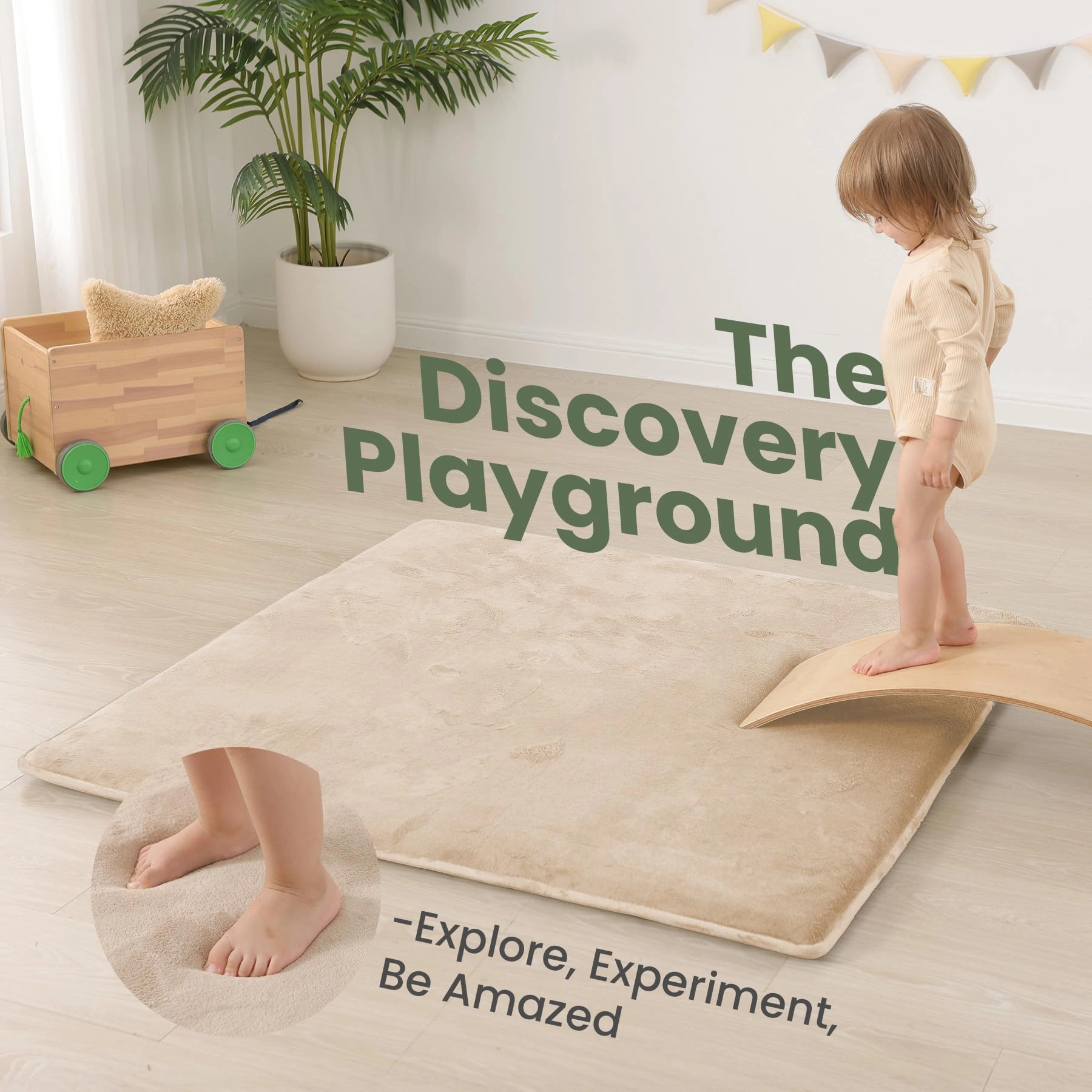 Baby Activity Play Mat - 79"x118" 1.3" Thick Cream