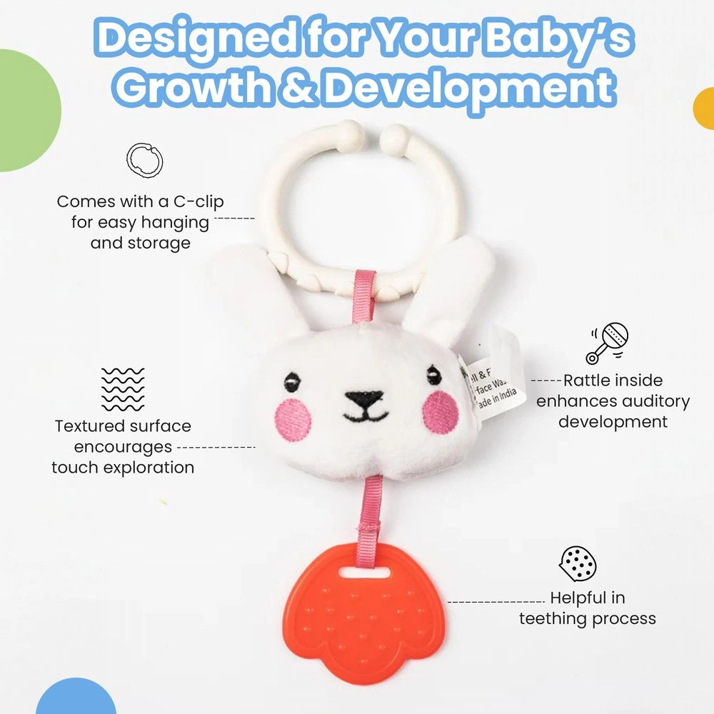 Playtime Bunny Teether - Silicone Teething Ring Soft Plush