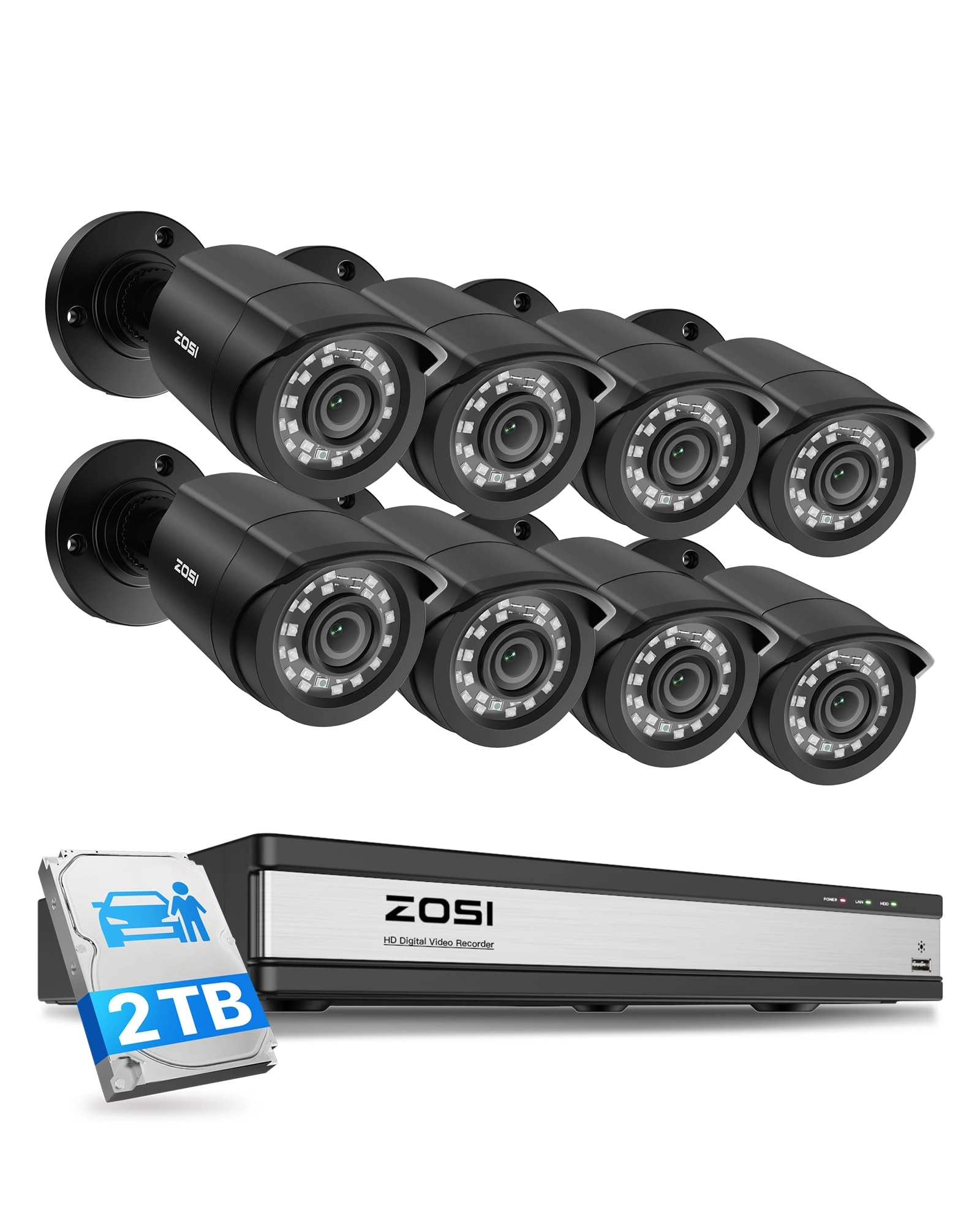 H.265+ 16 Channel Security Camera System - 8 1080p