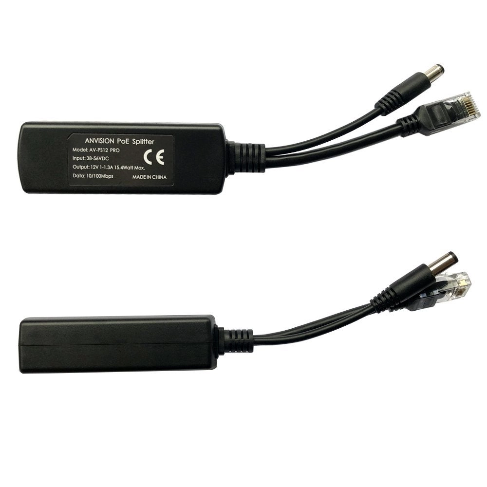 PoE Splitter Adapter - 48V to 12V IEEE 802.3af 10/100Mbps Pack