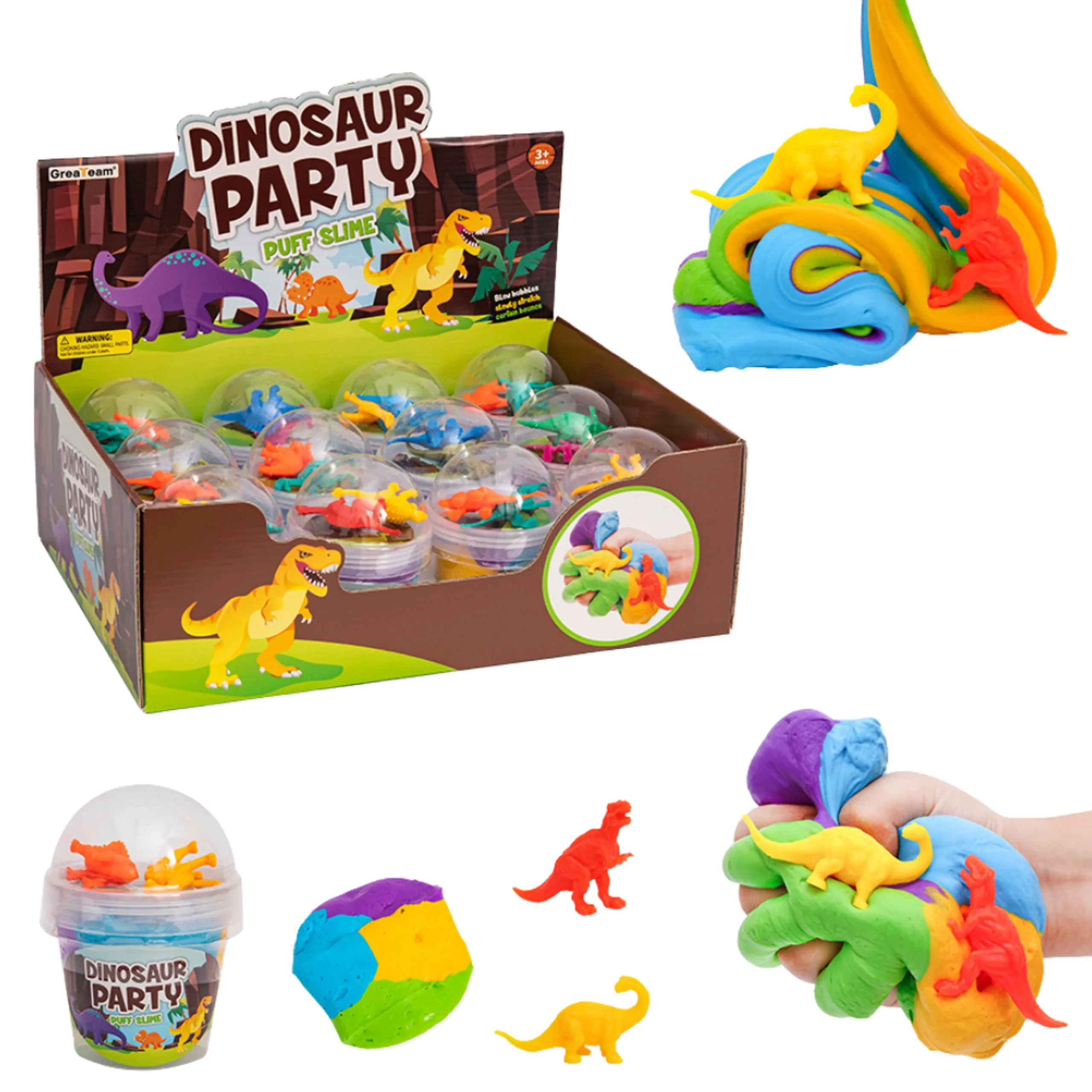GreaTeam Dinosaur Party Puff Slime - 3+ years 12 pcs
