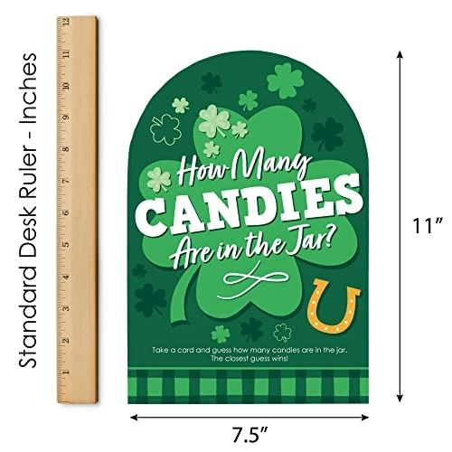 Shamrock St. Patrick's Day Candy Guessing Game - 12 years and up 1 sign with a built-in stand and 40 guessing cards