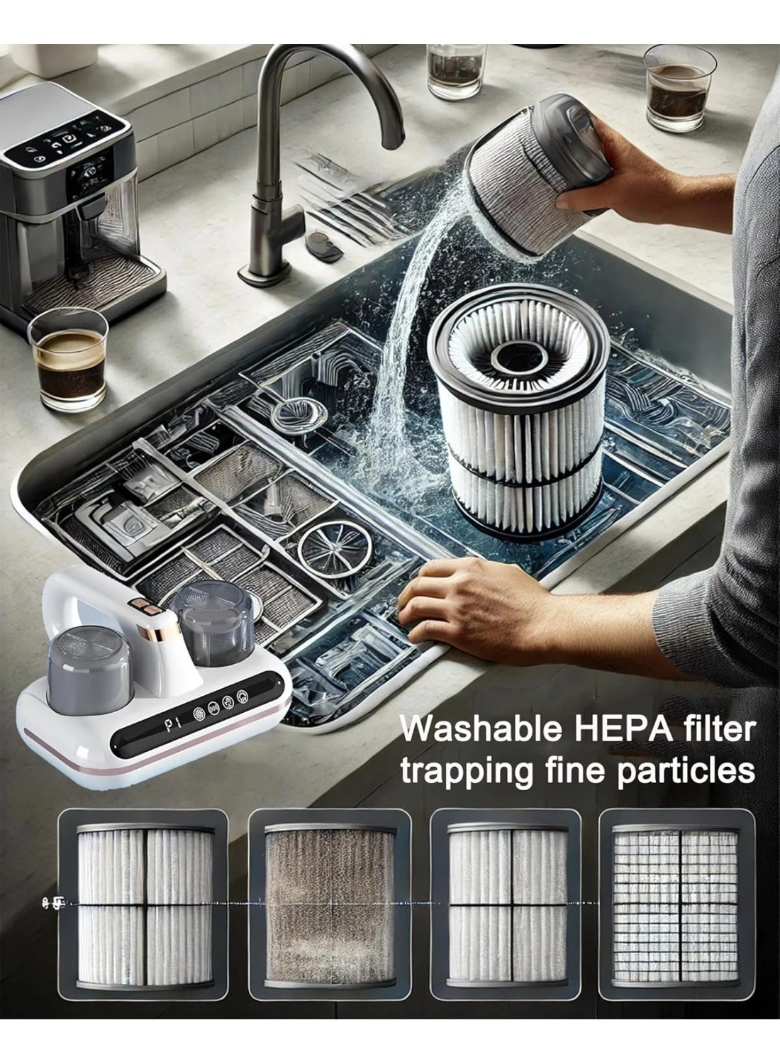 Mattress Vacuum Cleaner - UV 8kPa/10kPa HEPA