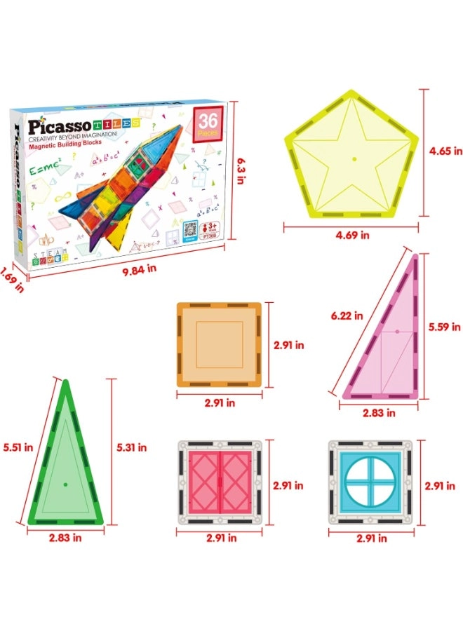 Magnetic Tile Rocket Set - 36 pcs