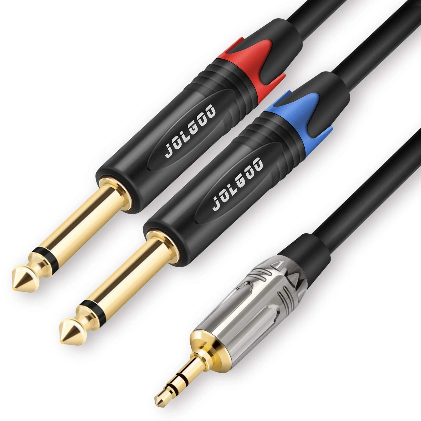 JOLGOO 3.5 mm TRS to Dual 1/4" TS Stereo Breakout Cable - 6.6 Feet