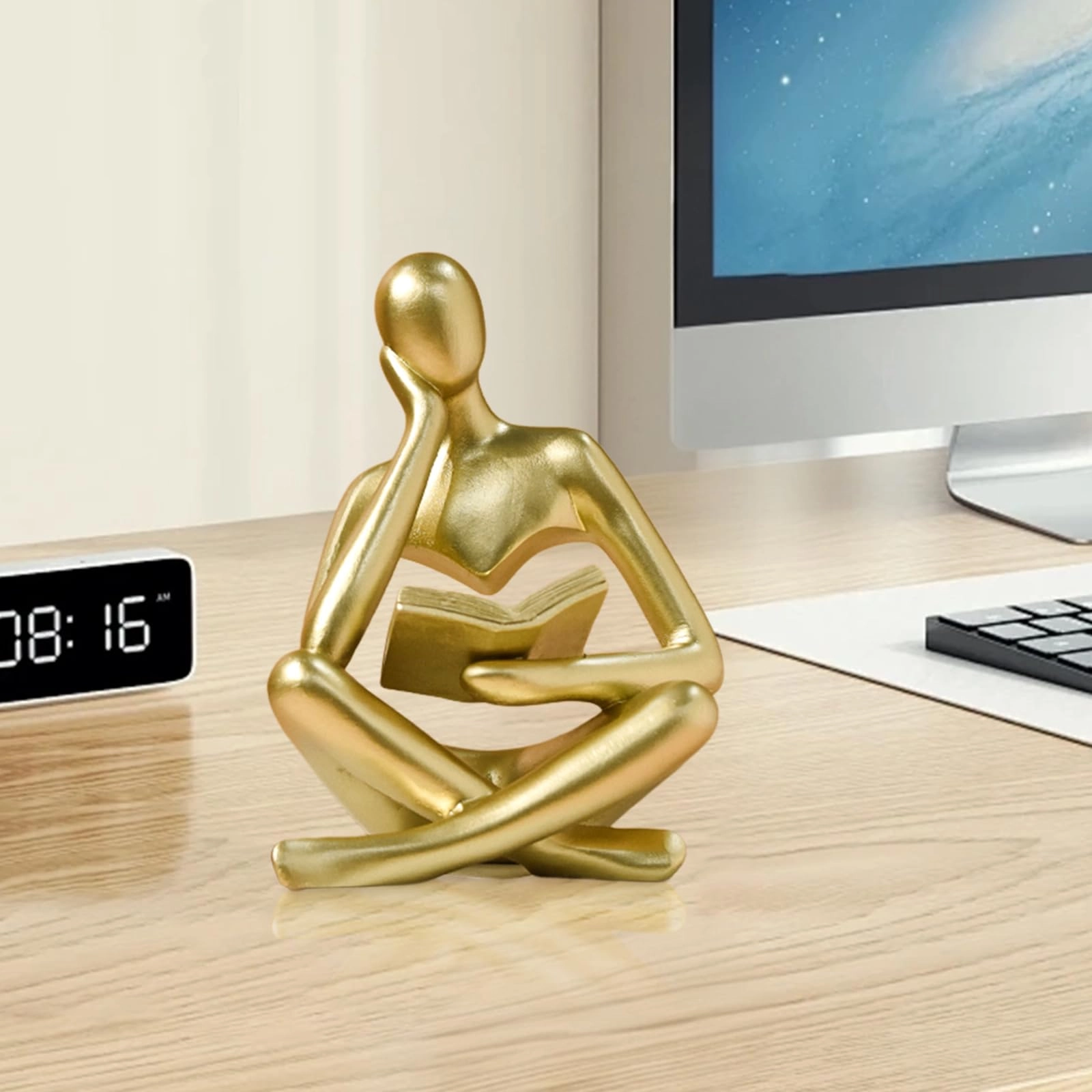 Reading Thinker Statue - Resin