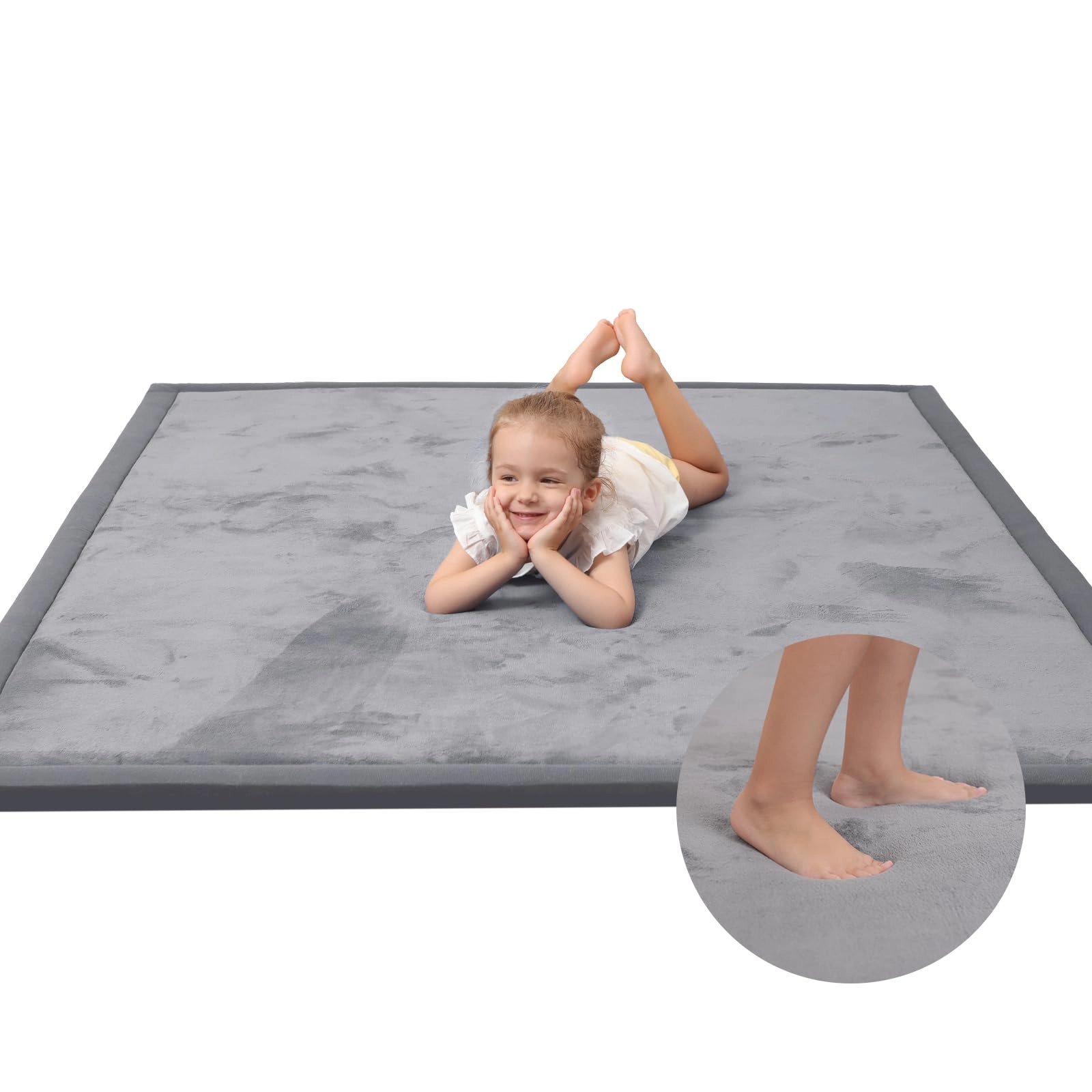 Baby Play Mat - 59"×71" 1.3" Thick Light Grey
