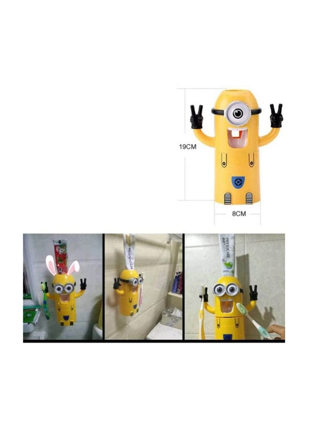 Cartoon Little Yellow Man Toothbrush Holder - Wall 2 toothbrushes